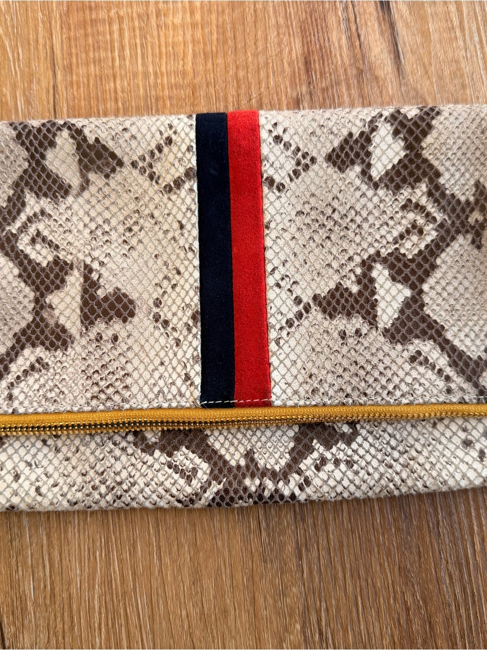 Clare V. Striped Python Foldover Clutch - RARE Limited Edition